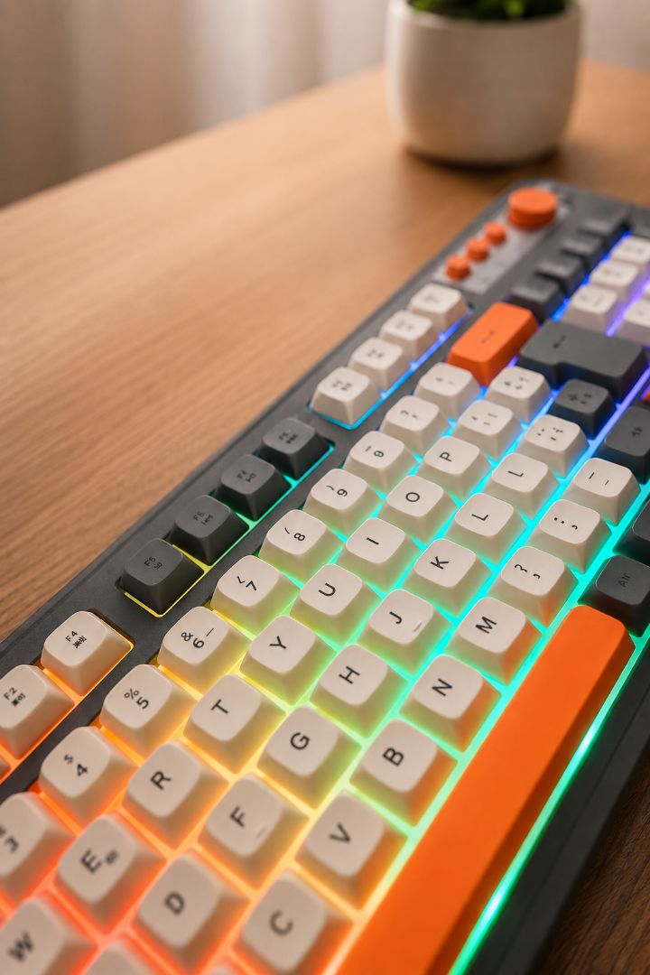 Teclado Retro Vintage LED Multicolores